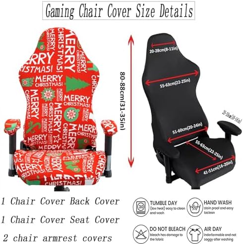 Gaming Chair Covers with Armrest Protection - Christmas Vermilion