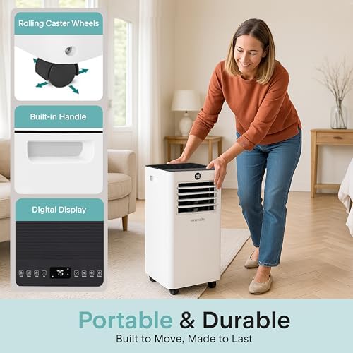 SereneLife 8000 BTU Portable AC Unit with Dehumidifier and Fan