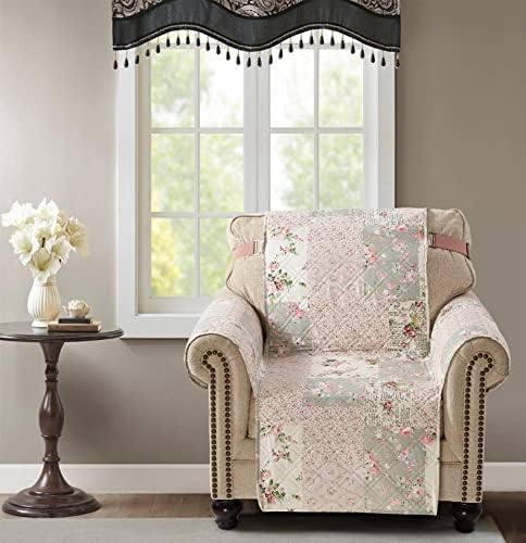 Brilliant Sunshine Traditional Rose and Sage Patchwork Armchair Slipcover