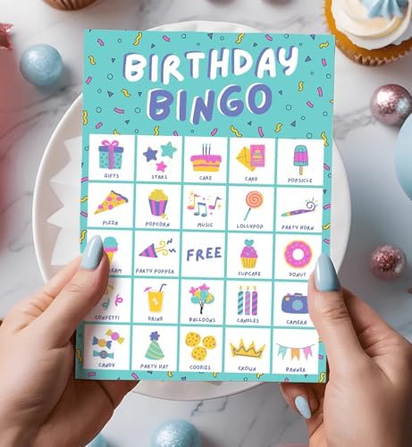 Birthday Bingo Game for Kids Party Blue