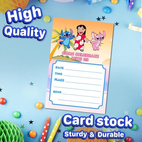 20 Pack Lilo Kids Fun Pink Birthday Invitations