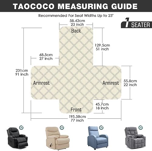 TAOCOCO Non-Slip Recliner Chair Cover for Small Chairs Charcoal Gray