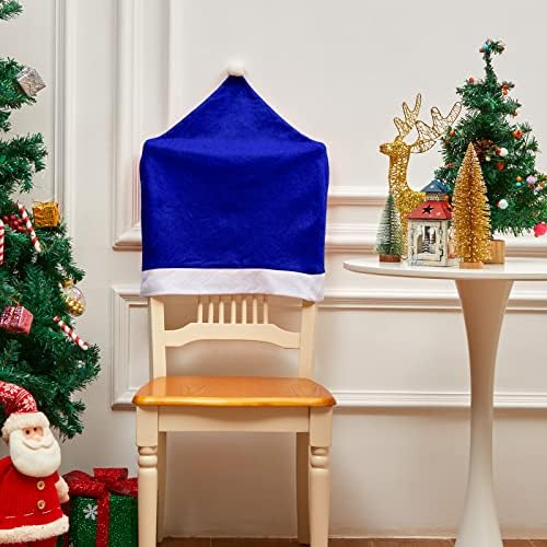 Tatuo Christmas Chair Covers with Santa Hat Design 6 Blue