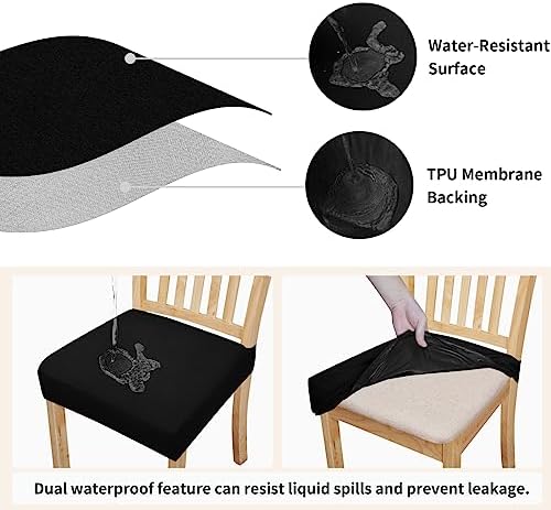 Easy-Going 100 Waterproof Dining Chair Covers Set of 4 Black