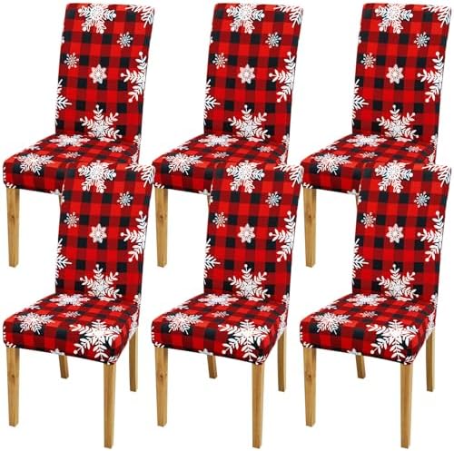 Preboun 6 Pcs Christmas Chair Covers with Snowflake Pattern