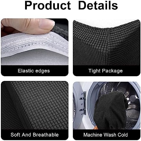 RV Dinette Cushion Covers - Stretchable Loveseat Sofa Protector Black