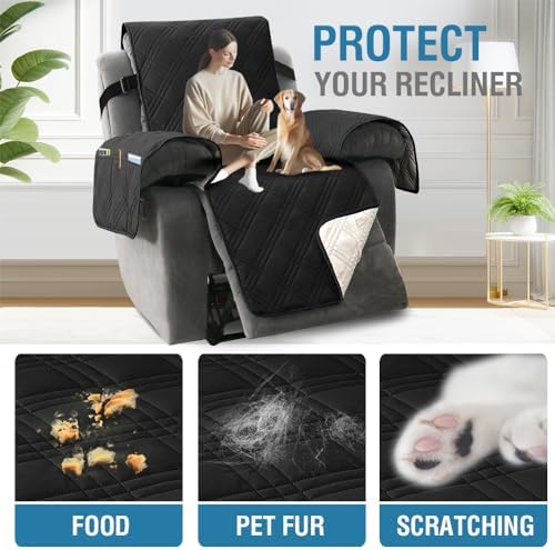 HVERSAILTEX 100 Waterproof Recliner Slip Covers with Elastic Straps
