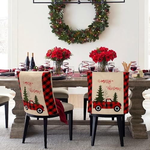 Weldomcor 4 Pack Christmas Chair Covers for Dining Kitchen