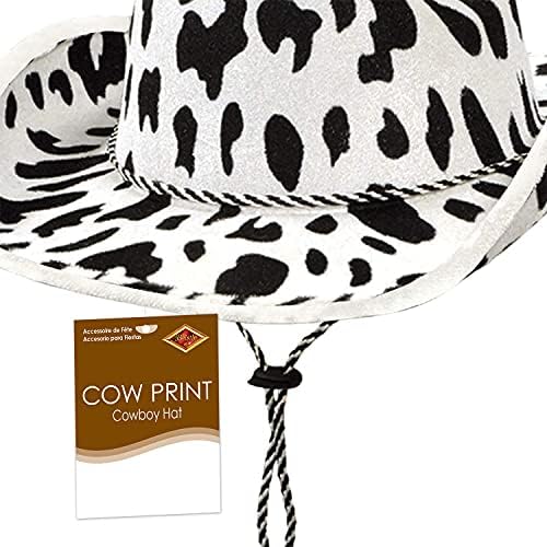 Beistle Cow Print Cowboy Hats Adjustable Chin Strap