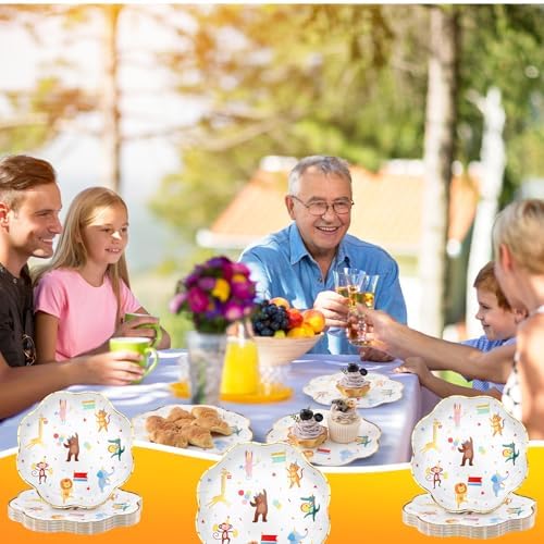 Maxdot 25 Pack Animal Parade Party Plates 9 Inch