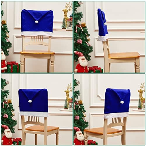 Tatuo Christmas Chair Covers with Santa Hat Design 6 Blue