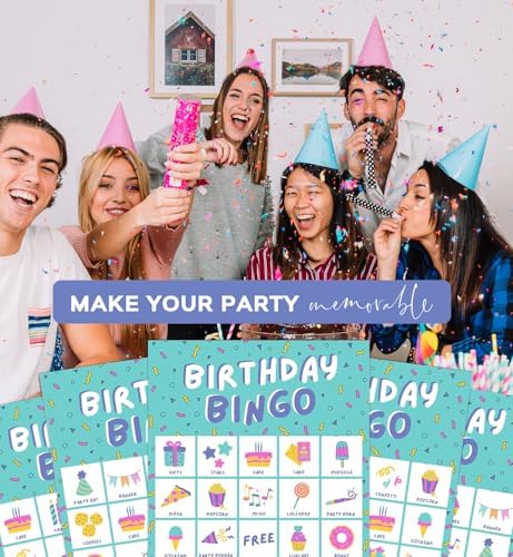 Birthday Bingo Game for Kids Party Blue