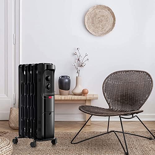 FUTADA 1500W Oil Filled Radiator Heater - Black
