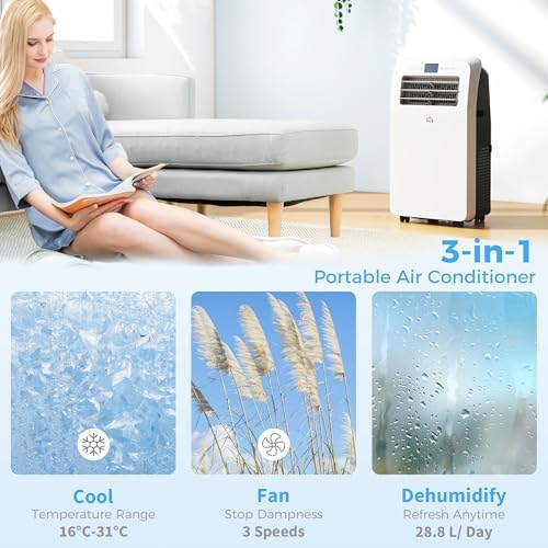 HOMCOM 11500 BTU Portable AC with Dehumidifier and Fan 1
