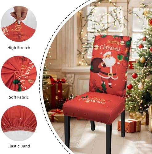 Christmas Chair Covers Set of 4 for Dining Room