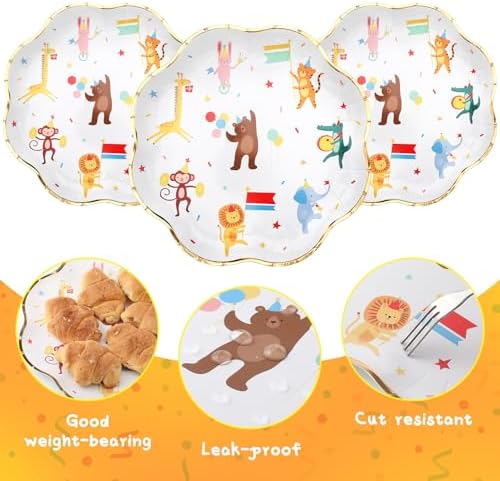 Maxdot 25 Pack Animal Parade Party Plates 9 Inch