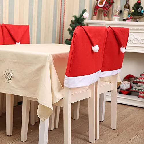 Yahpetes 6 Pcs Christmas Chair Covers Red Hat Design