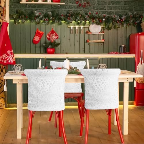 Moukeren 4 Pcs Christmas Chair Covers with Snowflakes