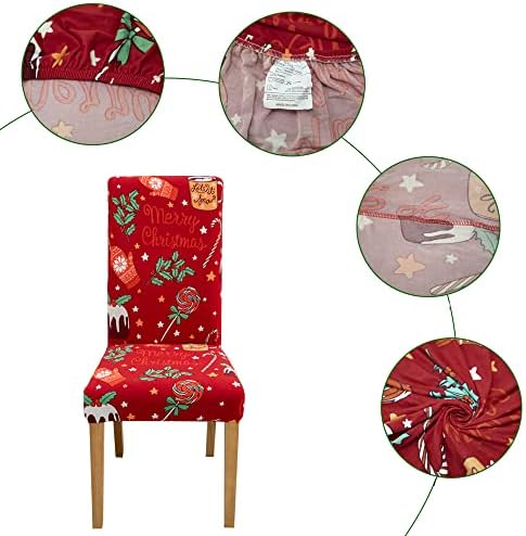 Christmas Dining Chair Covers Set of 4 with Stretch Spandex