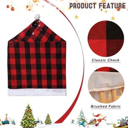 Qubjus Classic Red Check Dining Chair Covers 4 Pack