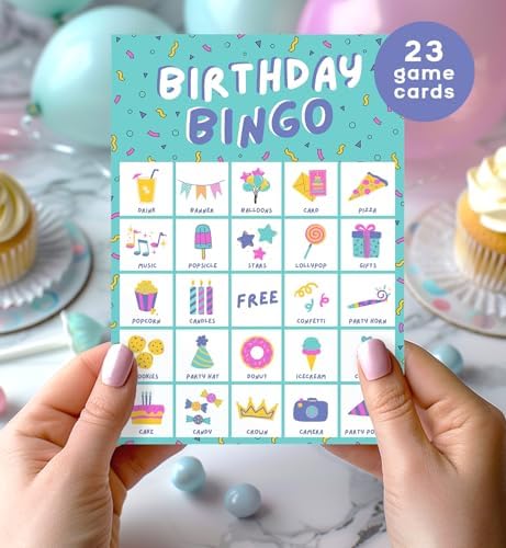 Birthday Bingo Game for Kids Party Blue