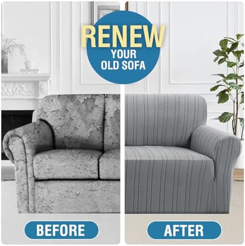 HVERSAILTEX High Stretch Sofa Slipcover 1-Piece Grey
