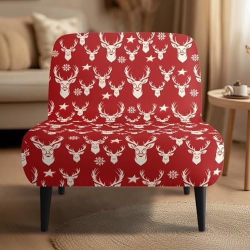 Stretch Armless Deer Print Accent Chair Slipcover