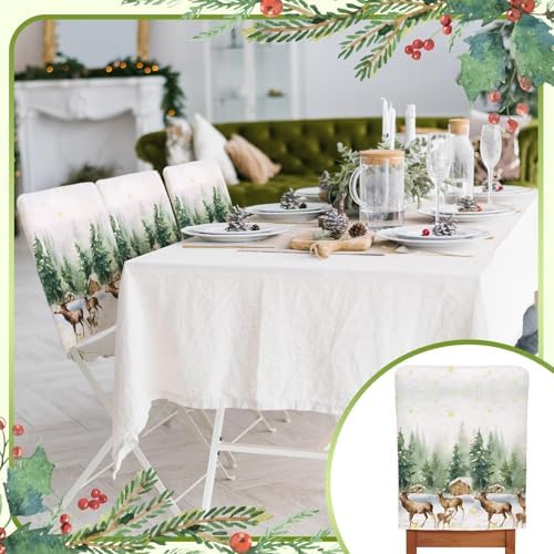 FuWeave 6 Pcs Christmas Chair Covers Linen Set