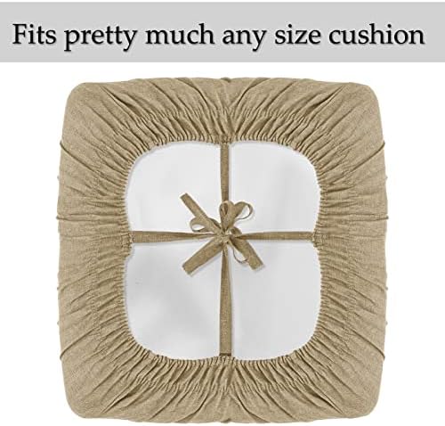 Linen Sofa Slipcover 3 Pieces Khaki