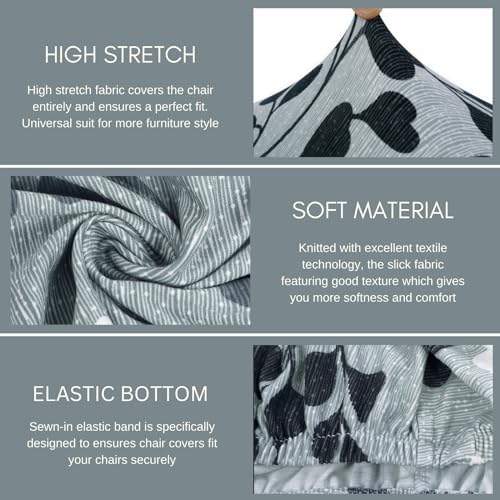SearchI Bar Stool Covers Set of 4 - Grey Leaf