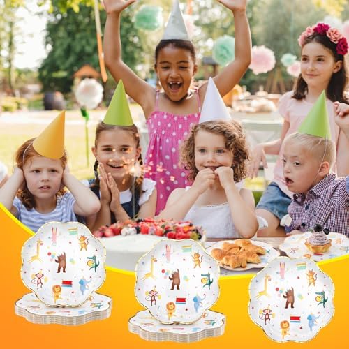 Maxdot 25 Pack Animal Parade Party Plates 9 Inch