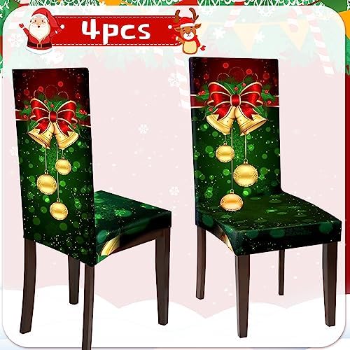 Moukeren Christmas Chair Covers Set 4 Pcs Green