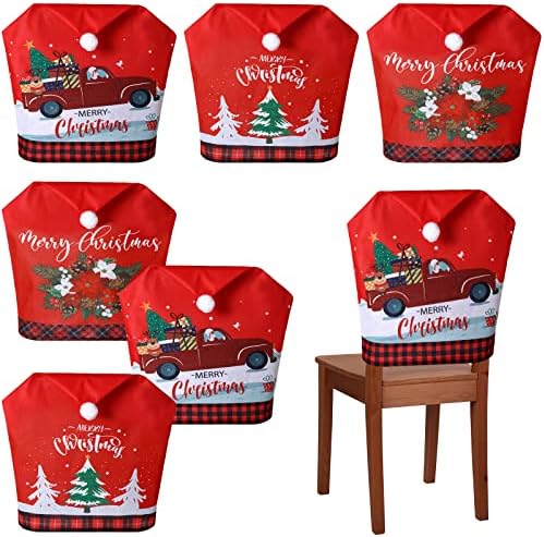 Yinder 6 Pcs Christmas Chair Covers with Santa Hat Design