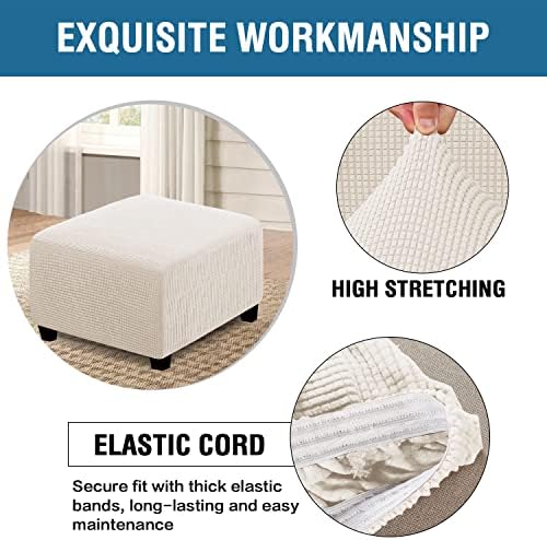 HVERSAILTEX Square Ottoman Slipcover with Elastic Bottom 1