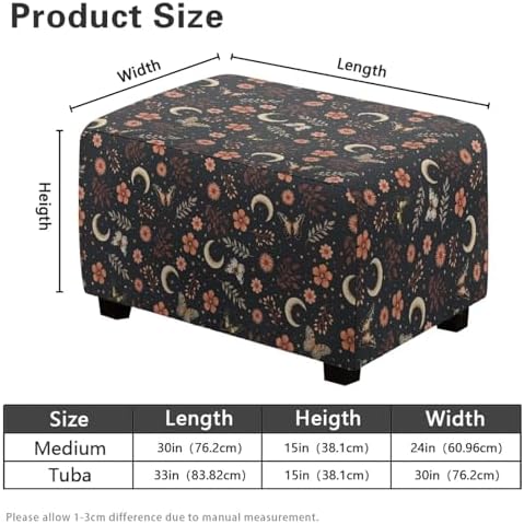 Flowers Moon Ottoman Slipcover for Stool and Bench