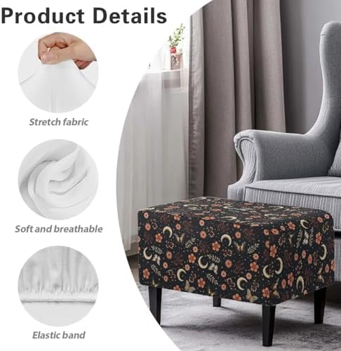 Flowers Moon Ottoman Slipcover for Stool and Bench