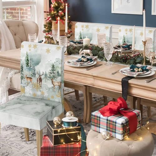 Horaldaily 4PCS Christmas Dining Chair Covers