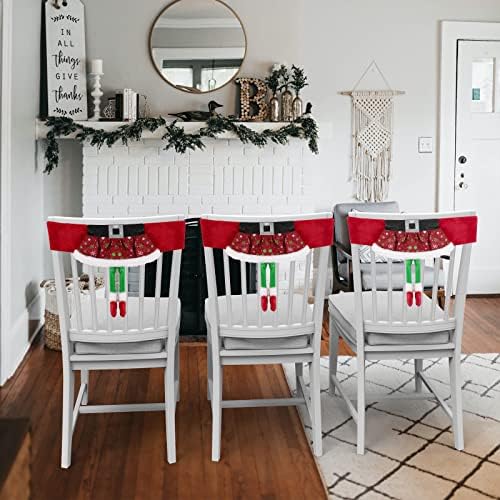 ANMINY 4PCS Christmas Chair Sashes Red Skirt