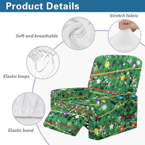 Lazyboy Recliner Chair Cover with Christmas Lights Green 4-Piece Set