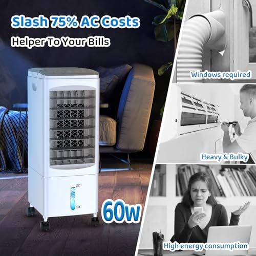 Laluztop 16 Gal Portable Air Cooler with 3 Speeds and Remote Control