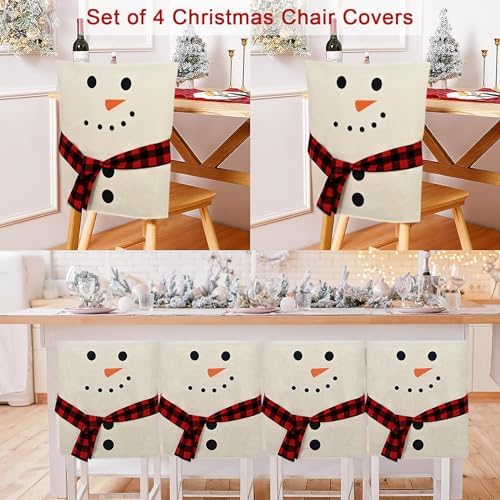 FRAMICS Christmas Chair Covers Set of 4 Snowman Design 1