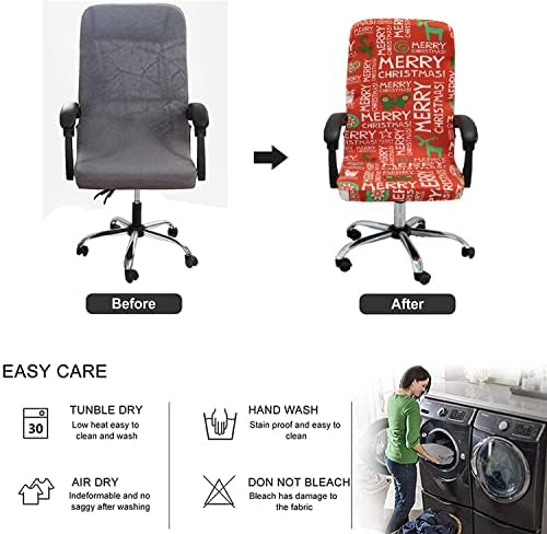 Christmas Office Chair Cover with Zipper and Reindeer Print