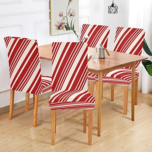Christmas Candy Cane Stripe Dining Chair Covers 4pcs
