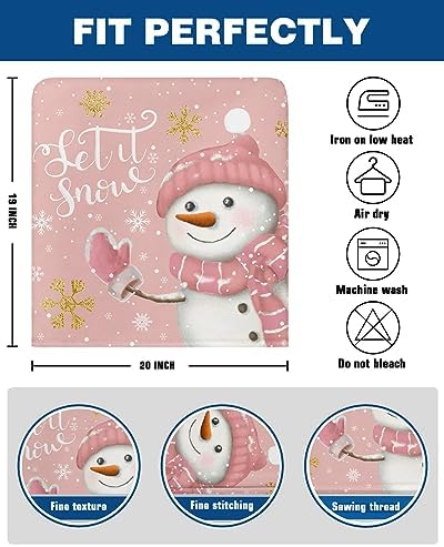Pink Snowman Christmas Chair Covers Set of 4 for Dining Room 1