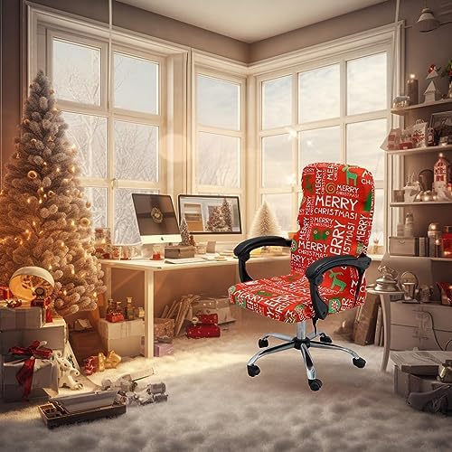 Christmas Office Chair Covers Stretchable Protective Slipcover for Modern High Back Chair