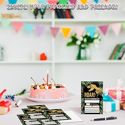 Gold Dinosaur Birthday Invitations 20 Count Jungle Party Invites With Envelopes