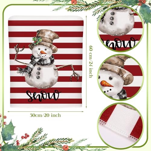 6 Pcs Christmas Chair Covers Linen Snowman Reindeer Holiday Decor