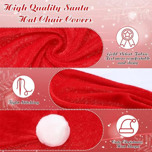 Buryeah 12 Pcs Christmas Chair Covers Red Hat Design