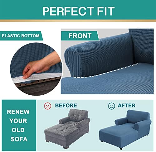 ele ELEOPTION Dust Blue Chaise Lounge Slipcover