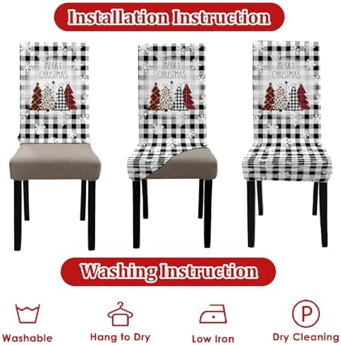 Buffalo Plaid Xmas Chair Covers Set of 6